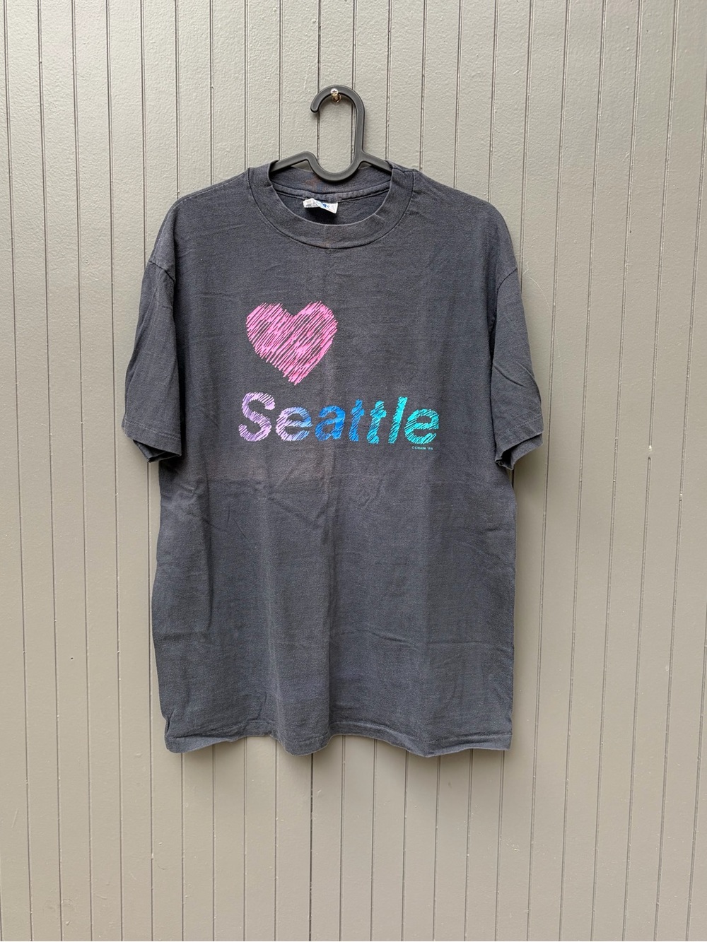 Vintage 1986 ‘I Heart Seattle' Graphic Tee with Pink Heart